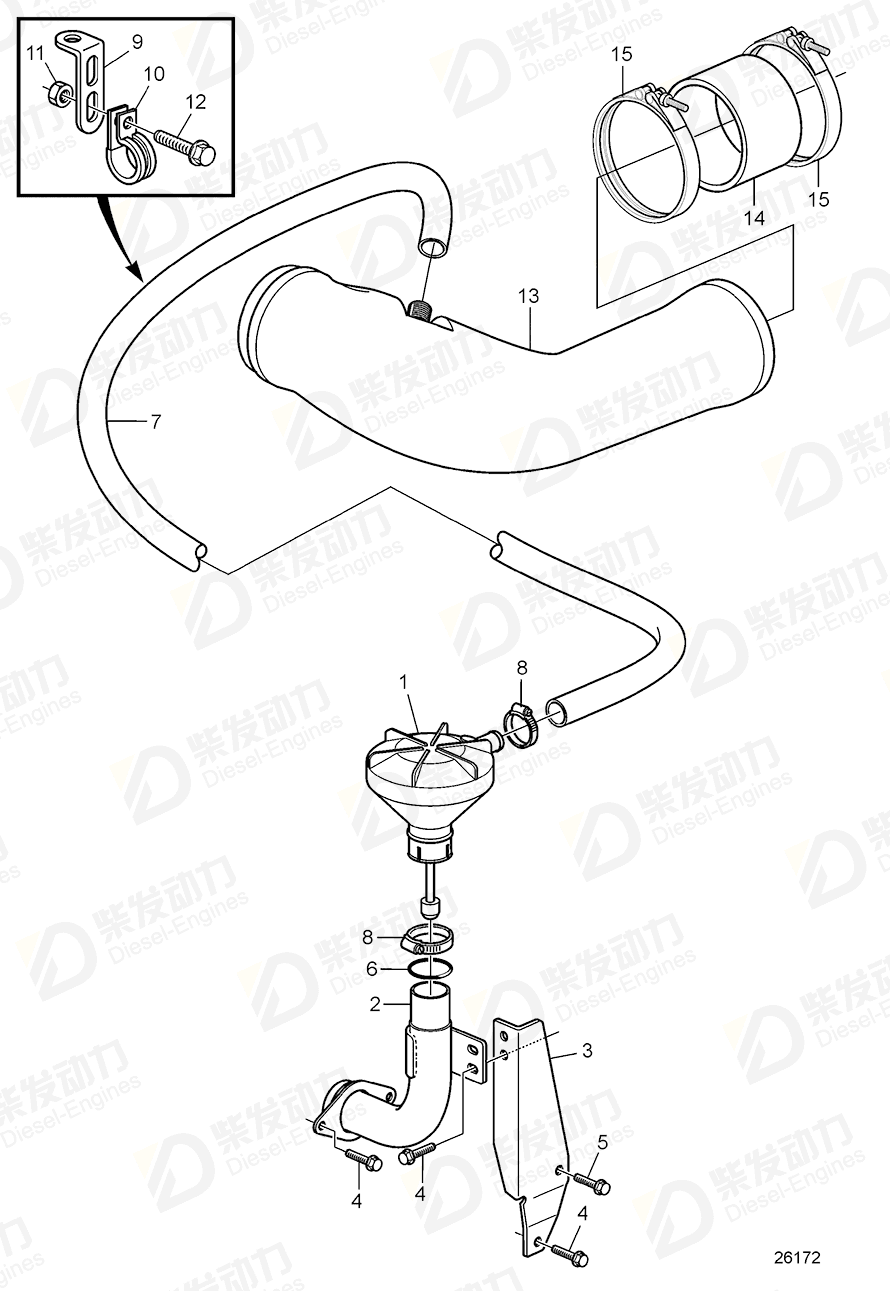 VOLVO Connecting pipe 3838392 Drawing